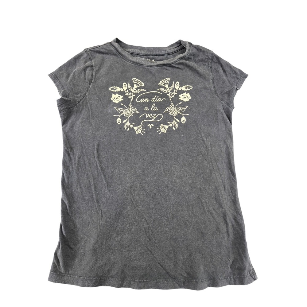 Universal Thread Womens Un Dia A La Vez Floral Graphic T-Shirt Gray XS
